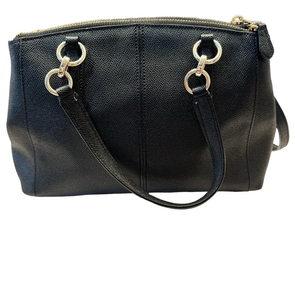 Coach Mini Christie Carryall Bag Black Crossgrain Leather Handbag Crossbody - Picture 5 of 16